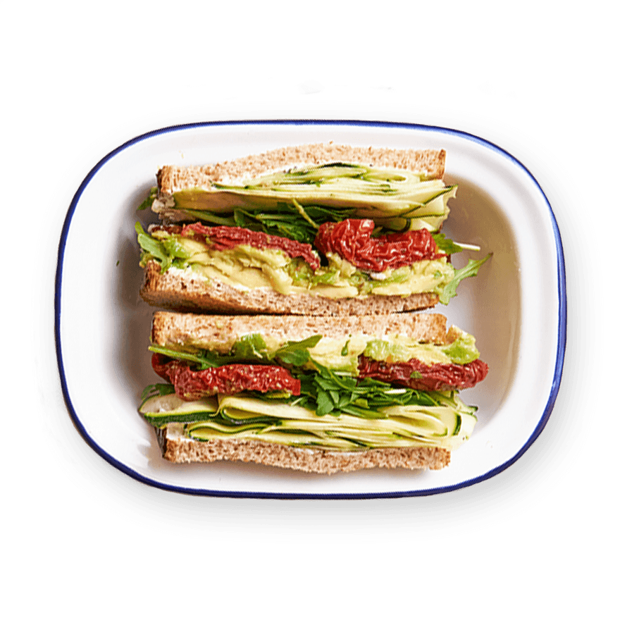 Sandwich courgette, tomates séchées & avocat
