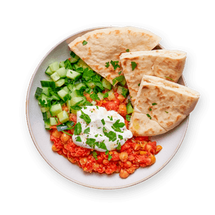 tomato-roasted-chickpeas-with-pita-and-yogurt