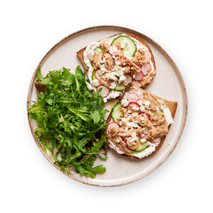 tartine-thon-fromage-frais-radis-et-salade