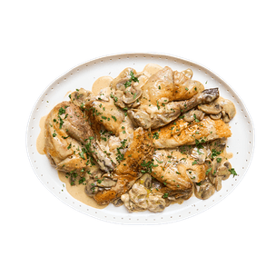 pintade-rotie-champignons-et-creme-au-st-nectaire