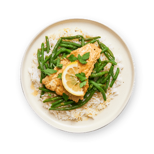 lemon-butter-cod-with-green-beans-and-rice
