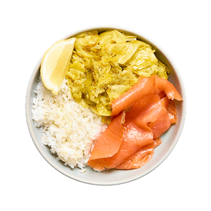 truite-fumee-fondue-de-poireaux-au-curry-et-riz