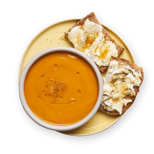 soupe-express-au-potimarron-et-toast-gorgonzola-miel
