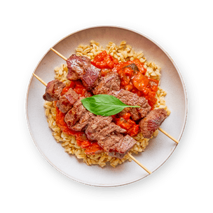 brochettes-de-boeuf-ble-et-ratatouille