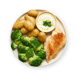 poulet-legumes-vapeur-et-sauce-fines-herbes