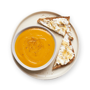 soupe-express-au-potimarron-et-toast-chevre-miel