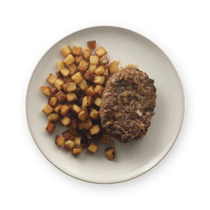 bunless-burger-with-shallots-and-hash-browns