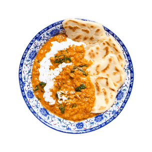 Curry de lentilles & cheese naan à La Vache Qui Rit