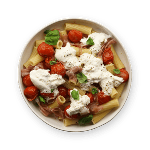 rigatoni-aux-tomates-prosciutto-et-burrata