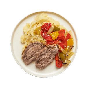 cuisse-de-dinde-aux-poivrons-et-puree