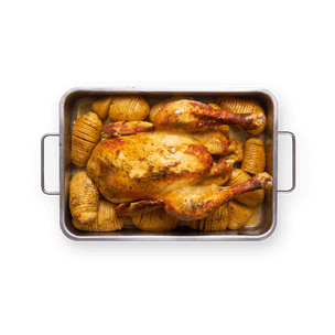 poulet-roti-miel-moutarde-et-pommes-de-terre-hasselback