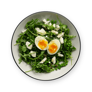 green-salad-with-peas-feta-and-soft-boiled-egg