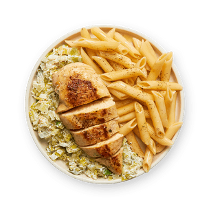 poulet-fondue-de-poireaux-et-penne