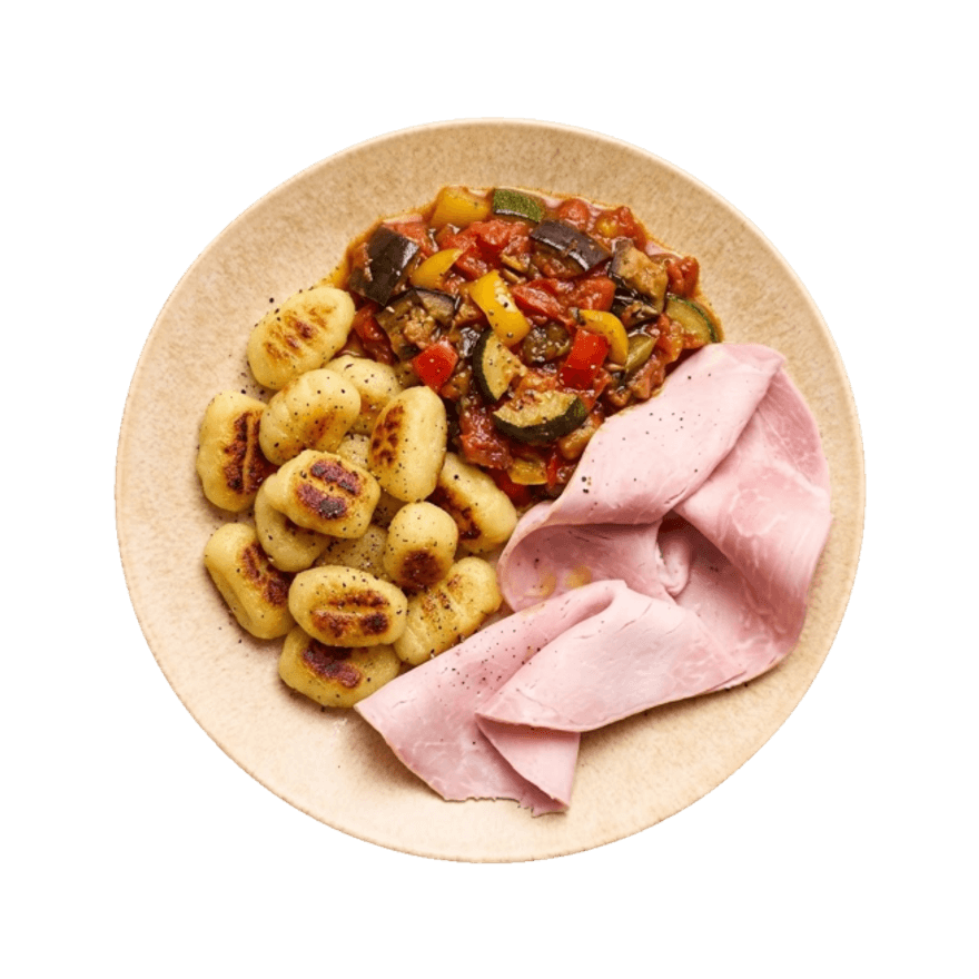 Gnocchi, ratatouille & jambon