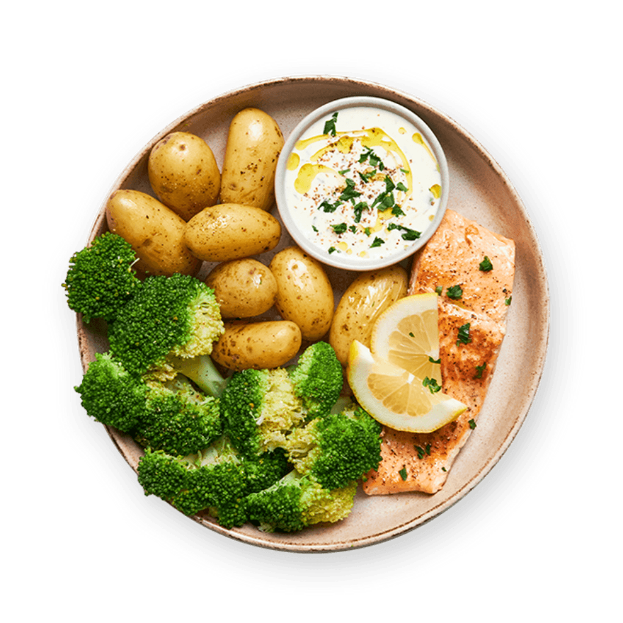 Trout, steamed veggies & herb sauce