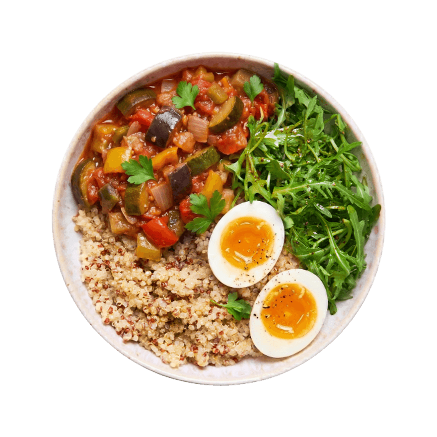 Œuf mollet, quinoa & ratatouille