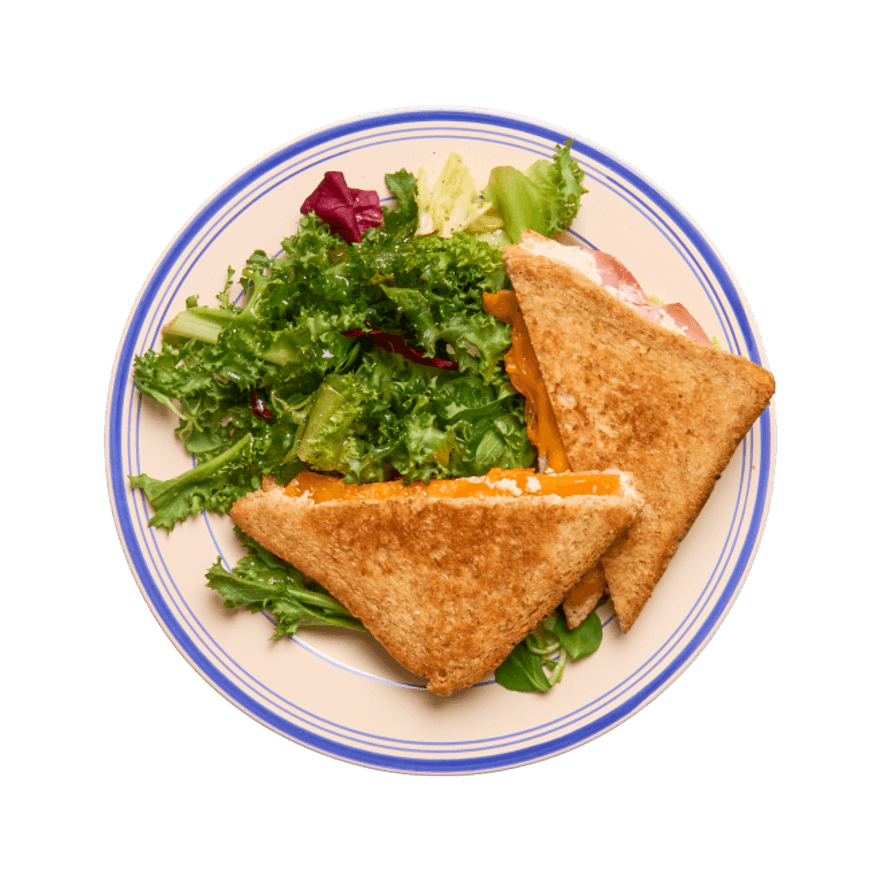 Grilled cheese jambon, cheddar & salade