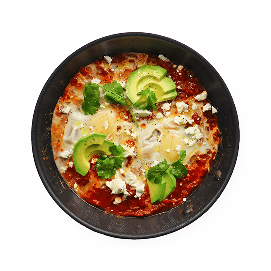 Chakchouka tomates, avocat & feta