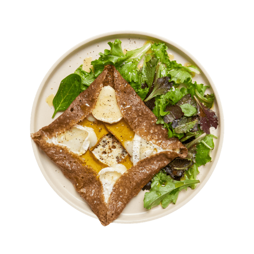 Galette végé chèvre miel