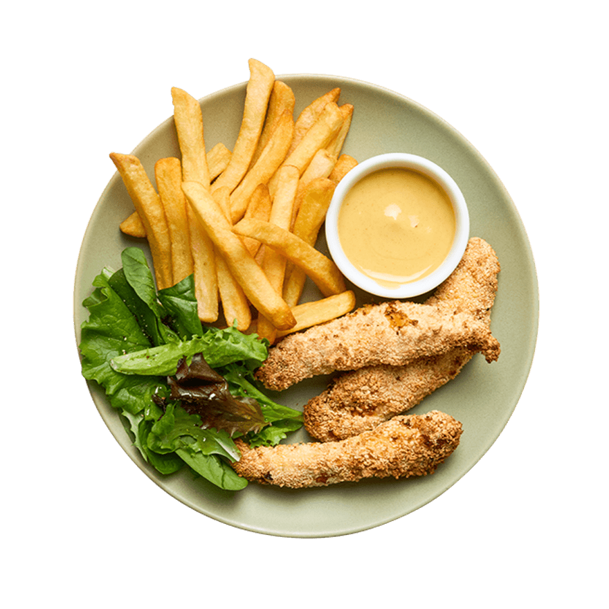 Poulet pané frites au air-fryer & salade