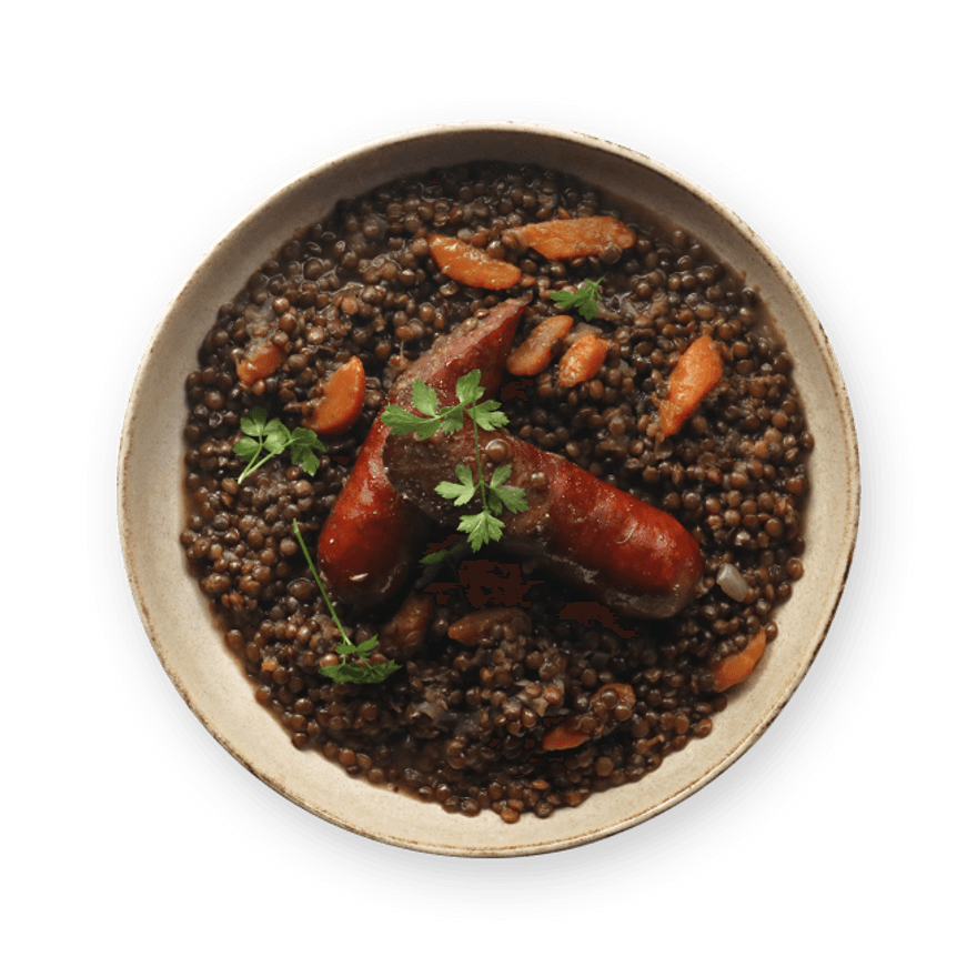 Jow - Recette : Saucisse & lentilles