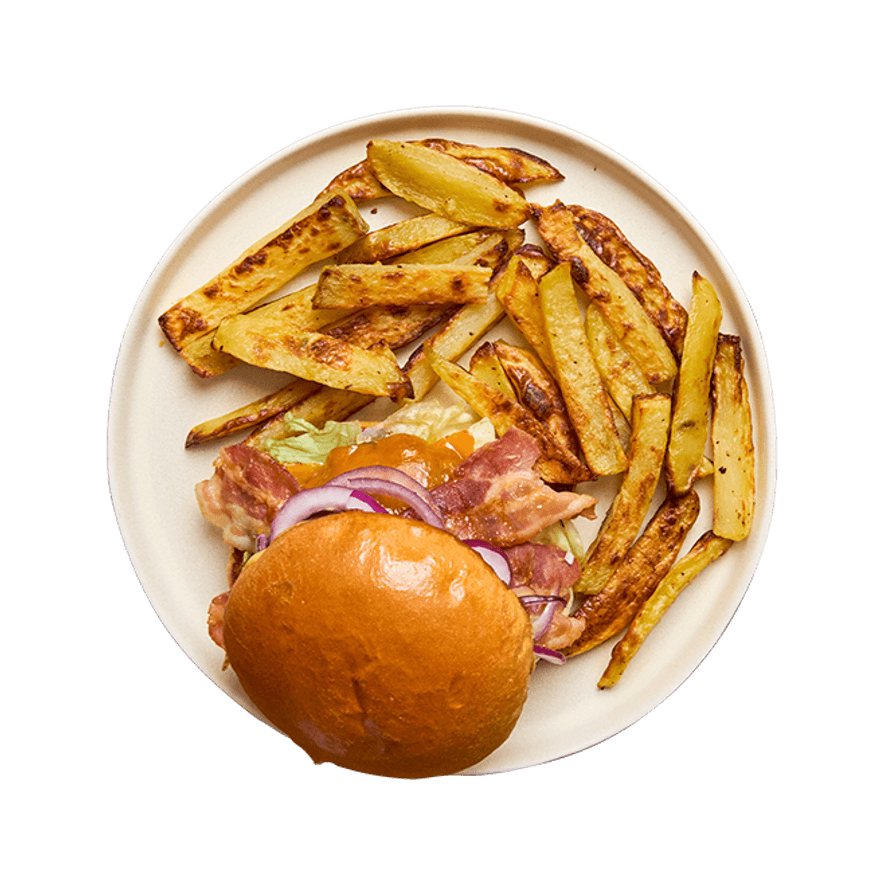 Cheeseburger au bacon & frites maison