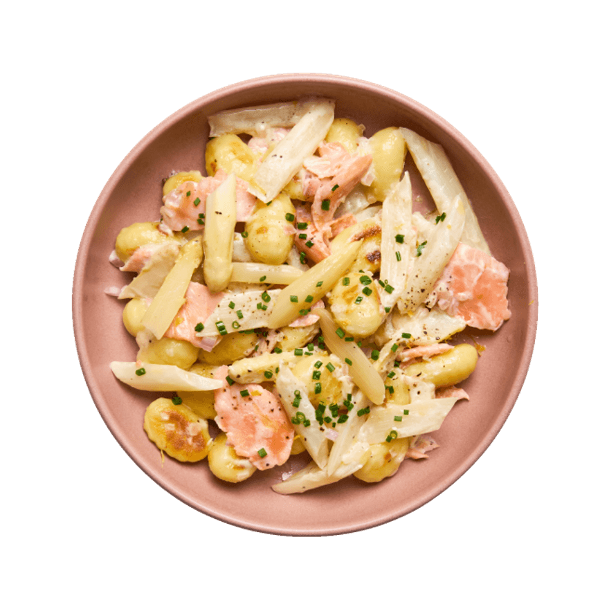Gnocchi aux asperges & truite fumée