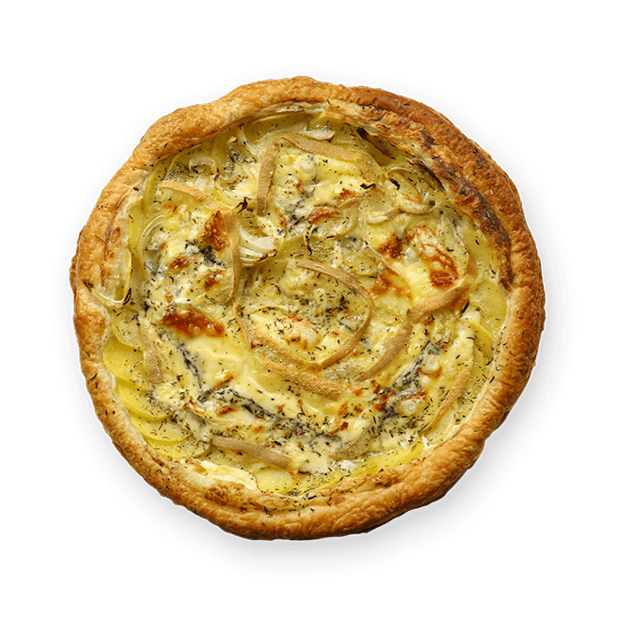 Tarte fine pommes de terre & morbier