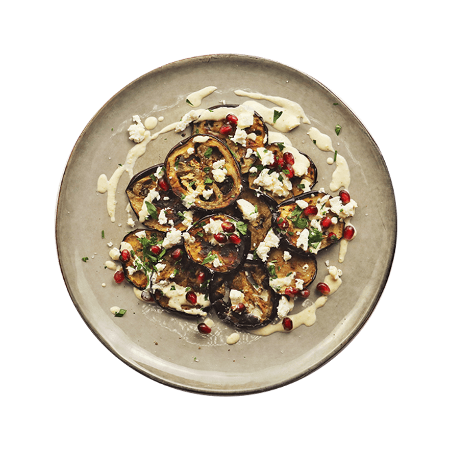 Aubergines grillées au houmous