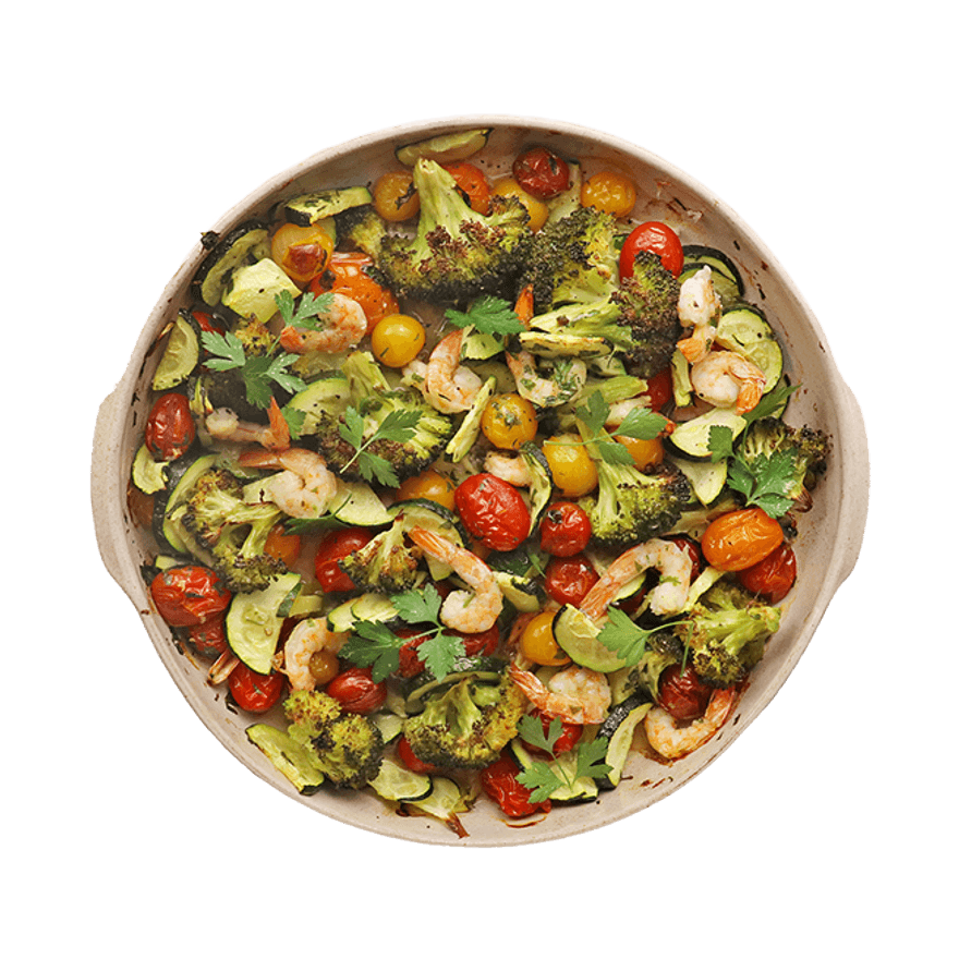 Crevettes & légumes persillés