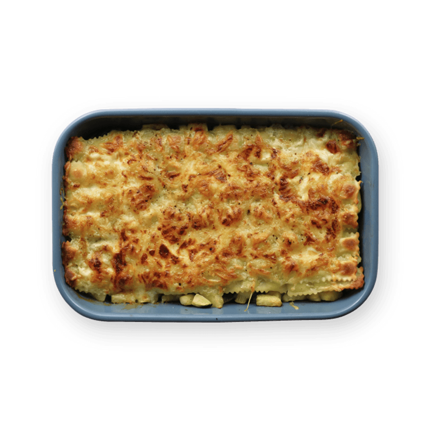 Gratin de ravioles aux courgettes