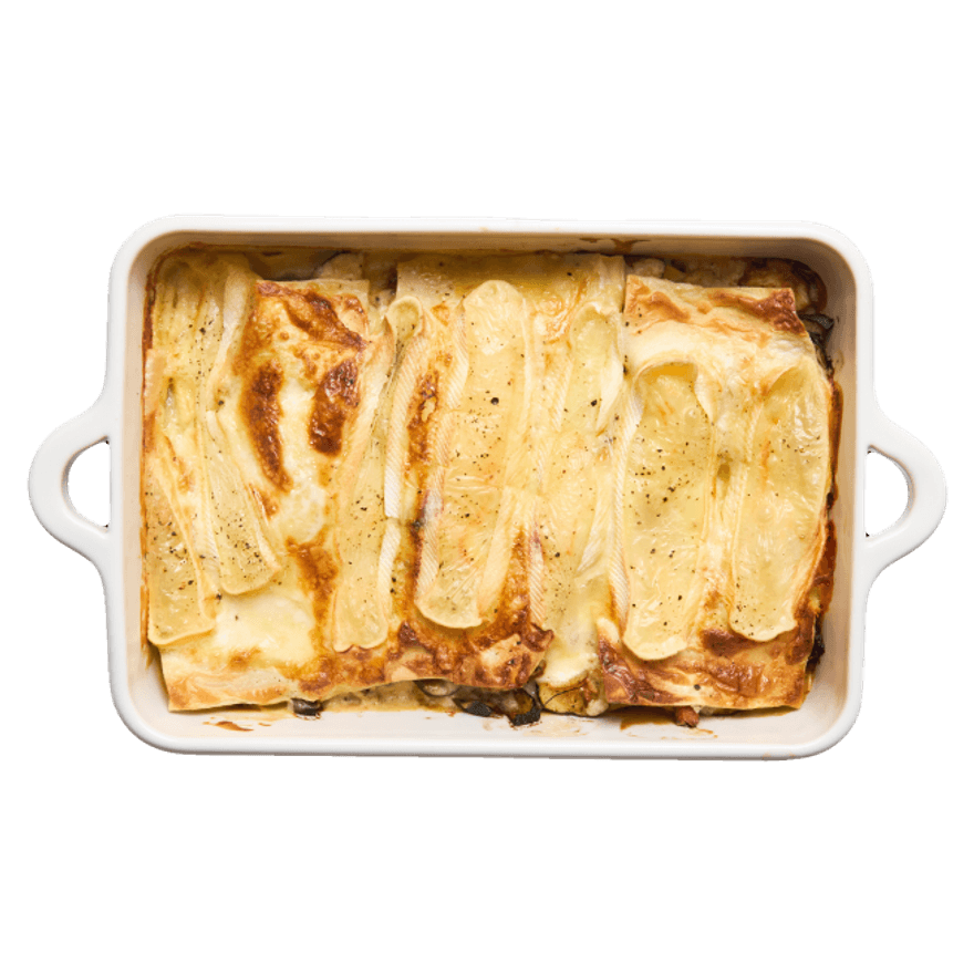 Lasagnes au poulet, courgettes & reblochon