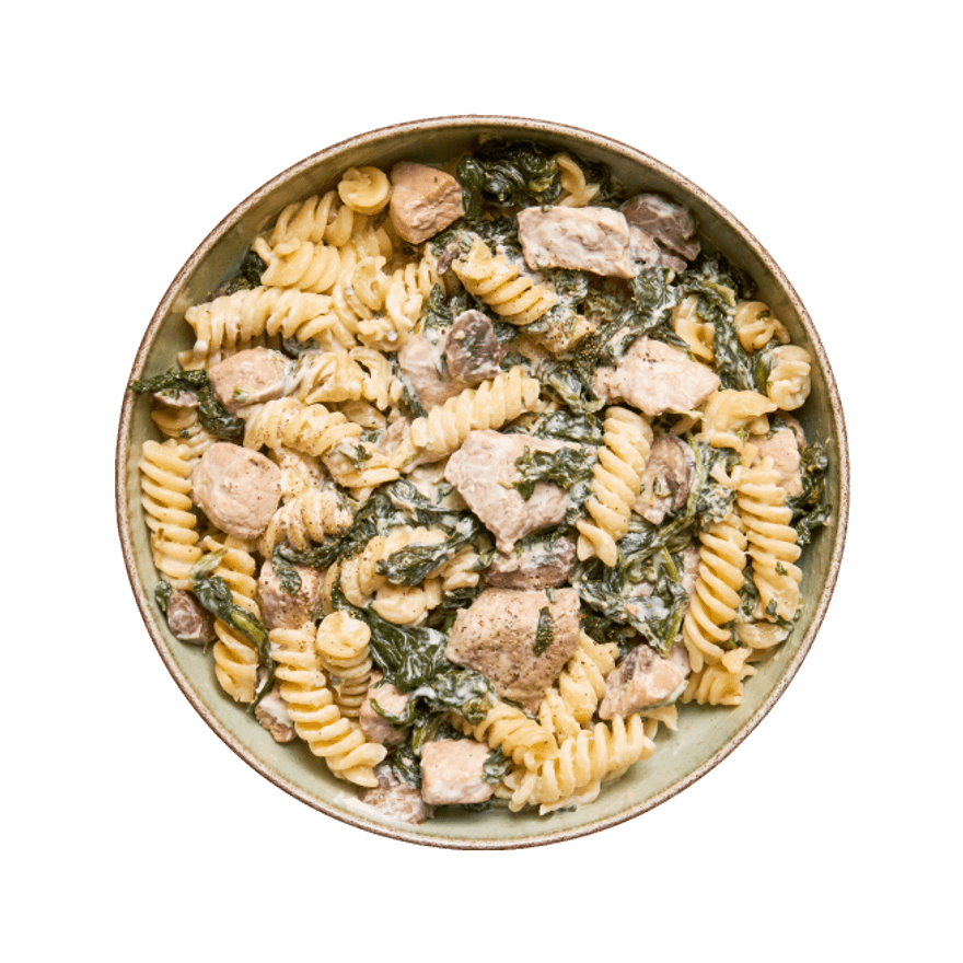 Pâtes crémeuses au veau & champignons