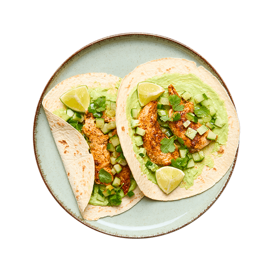 Tacos au poulet & sauce à l'avocat