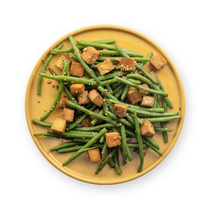 Tofu fumé et haricots verts