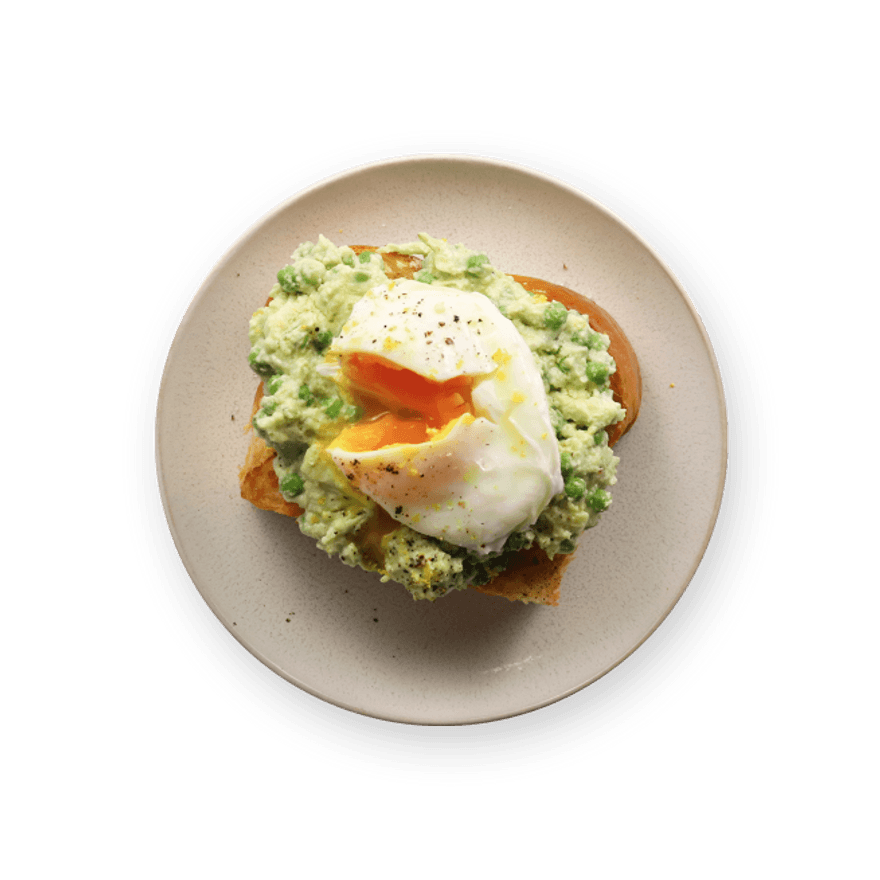 Brunch toast avocat petits pois