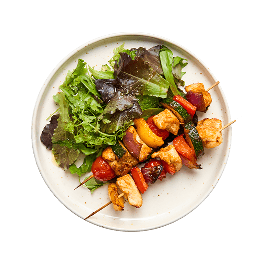 Brochettes de poulet & légumes au air-fryer