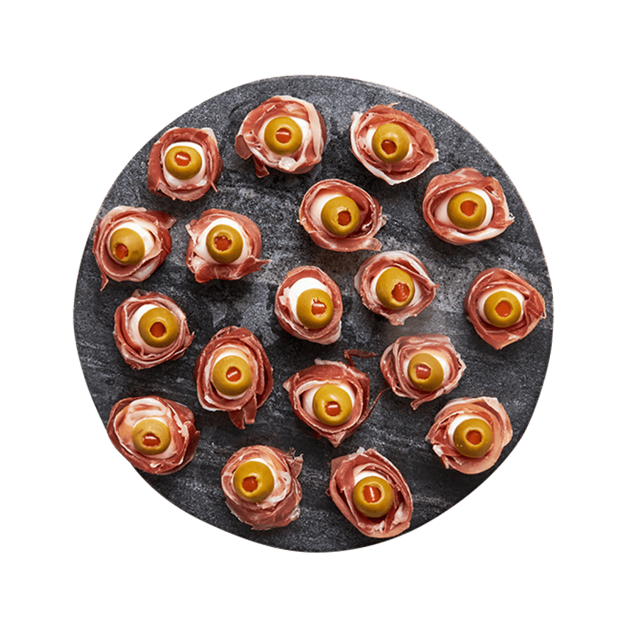 Yeux olives, mozza & jambon