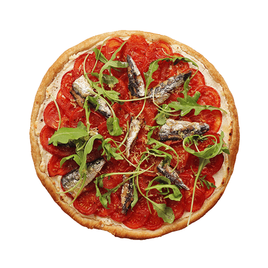 Tarte fine ricotta, tomates & sardines