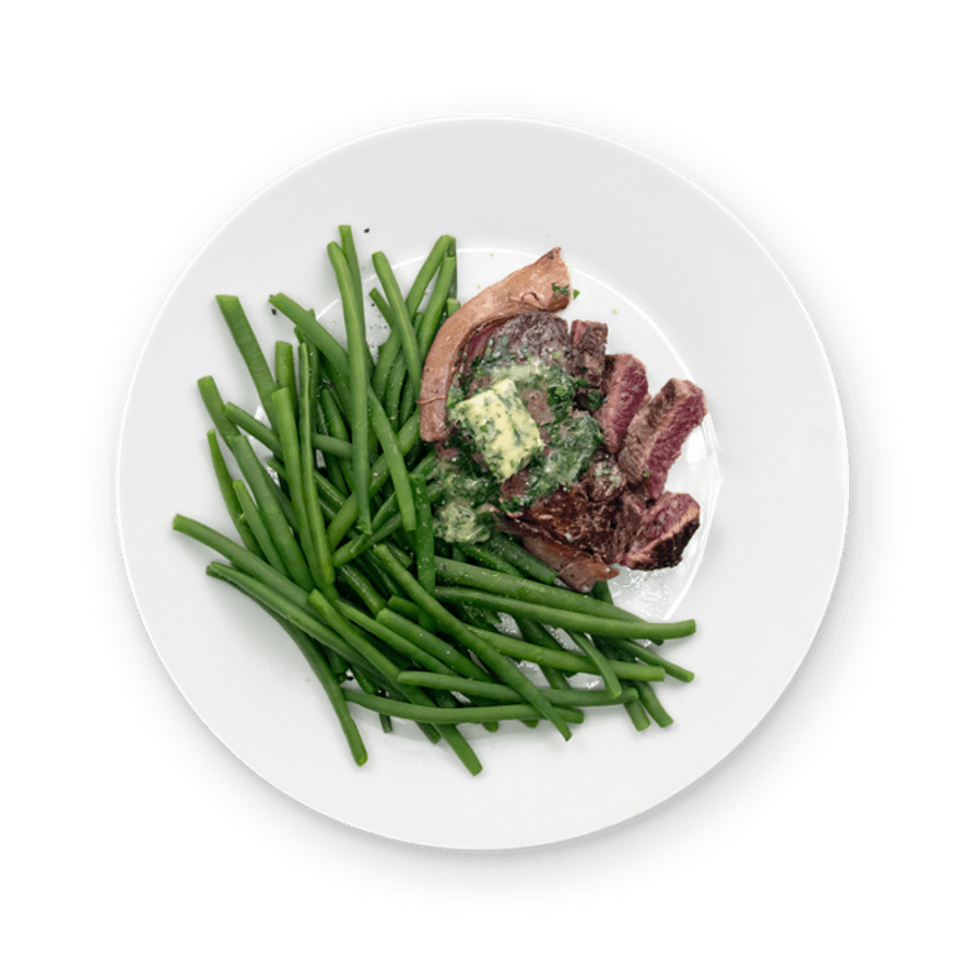 Tournedos beurre de coriandre & haricots