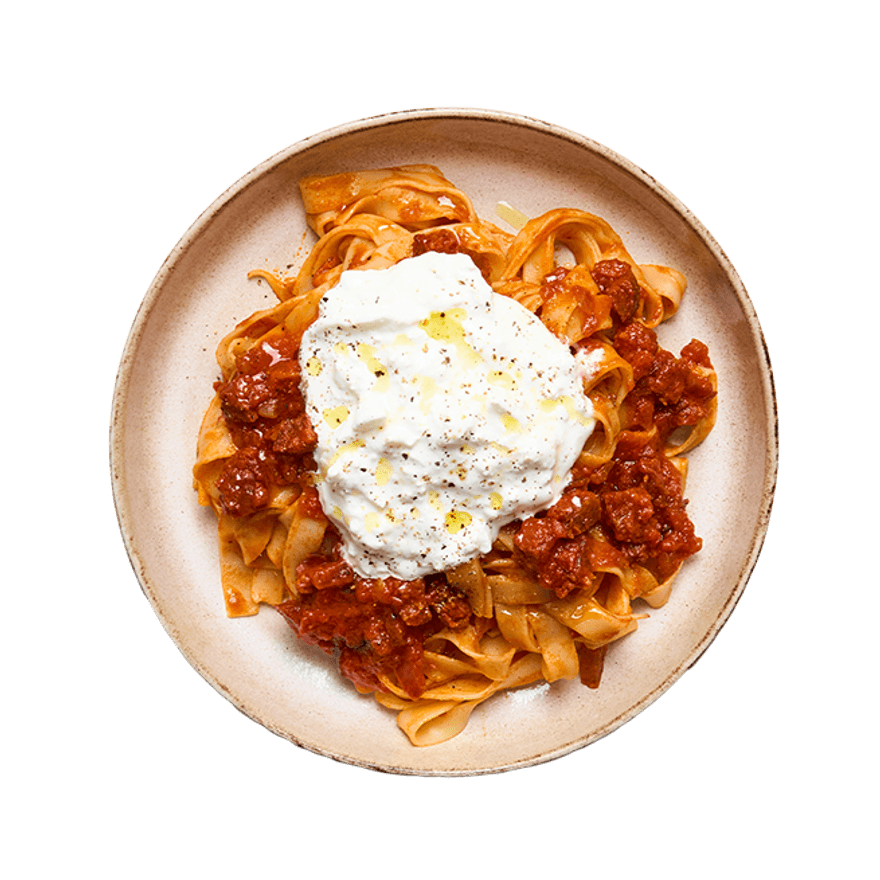 Tagliatelles chorizo & burrata