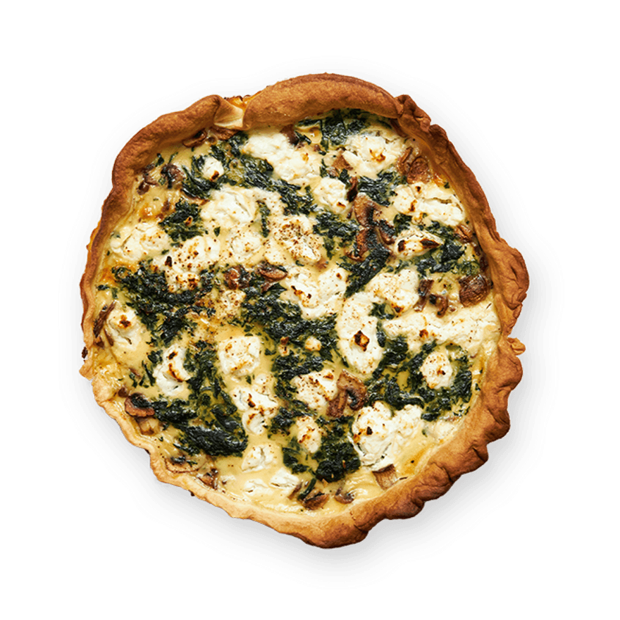 Goat Cheese, Mushroom & Spinach Quiche