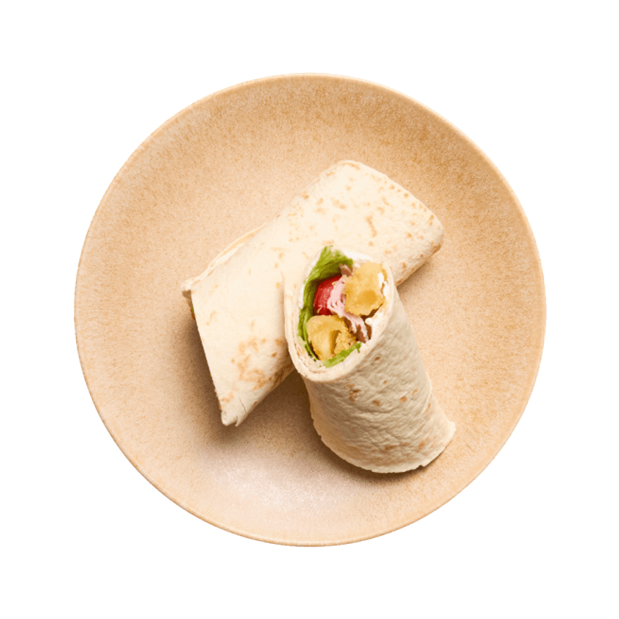 Wrap cantal pané & crudités