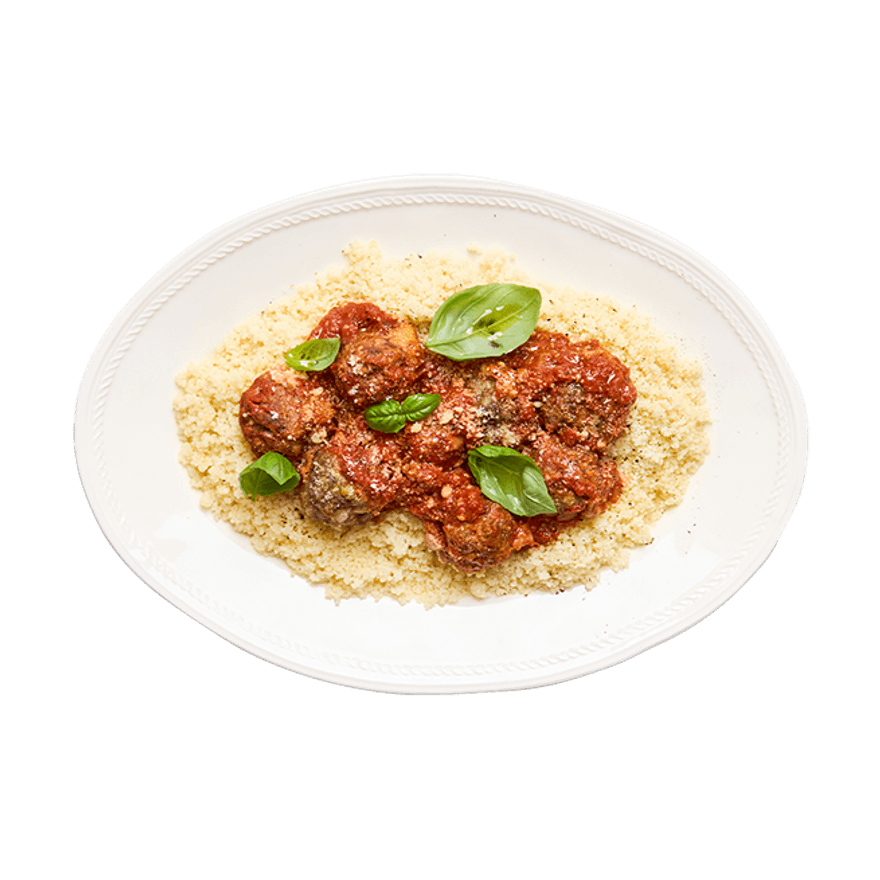 Boulettes à la tomate au air-fryer & semoule