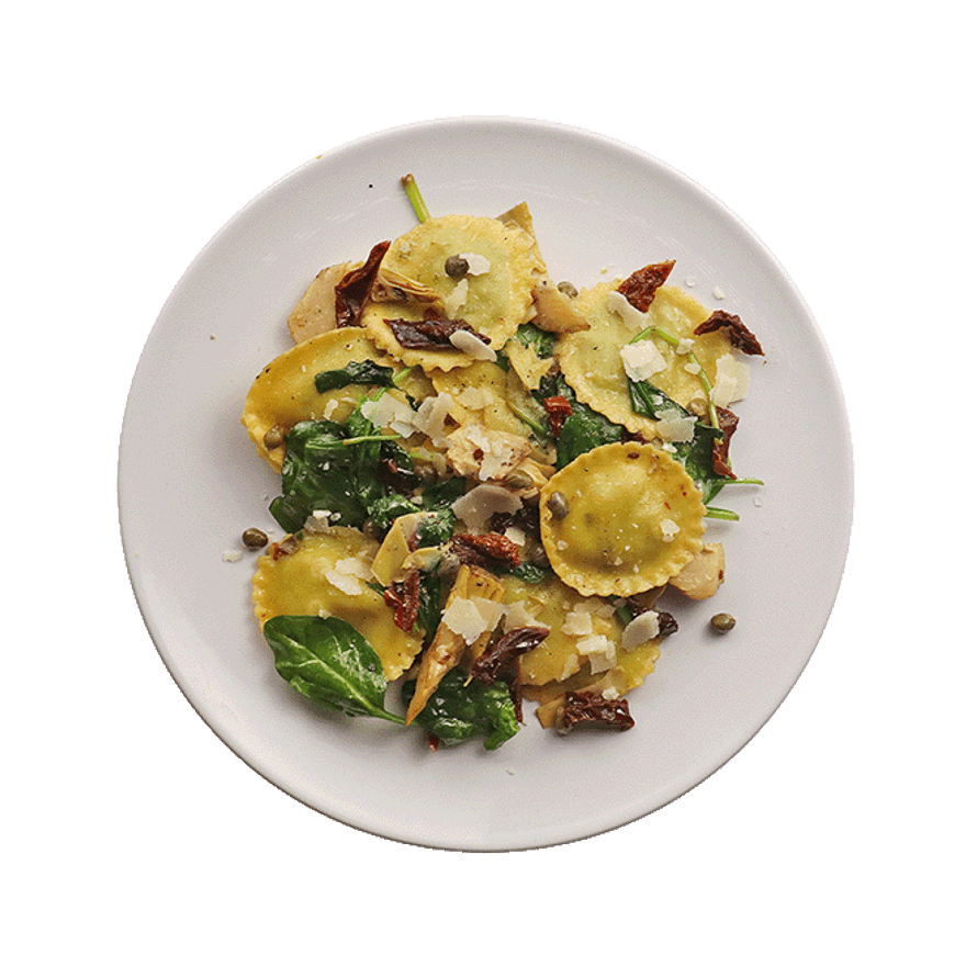 Ravioli, tomates séchées & câpres