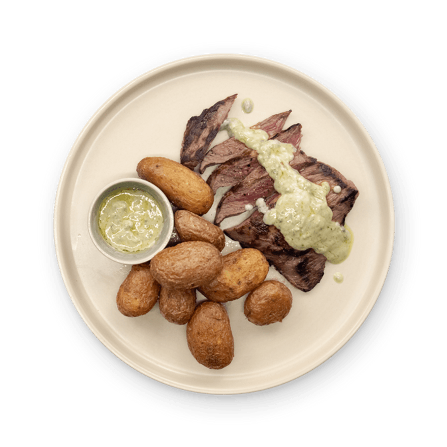 Steak with blue cheese sauce