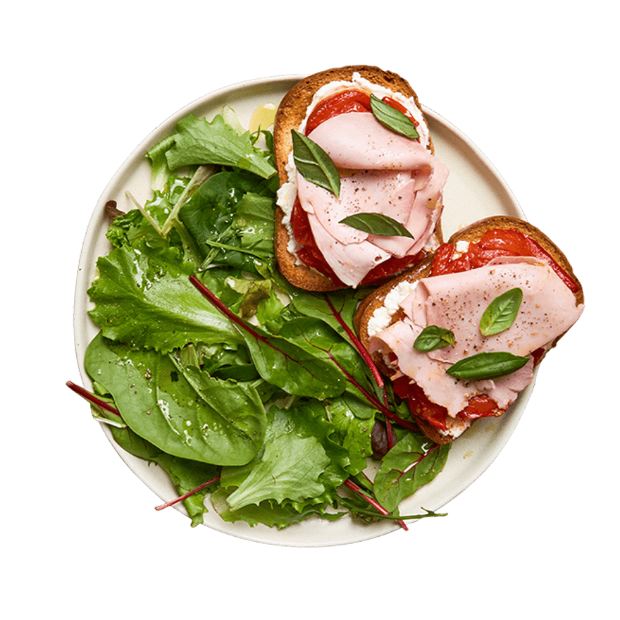 Tartine sans gluten au jambon & poivrons