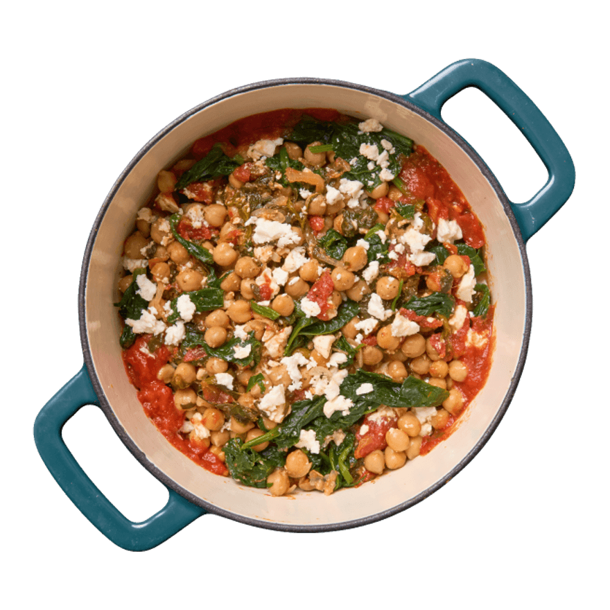 One pot pois chiches, épinards & feta