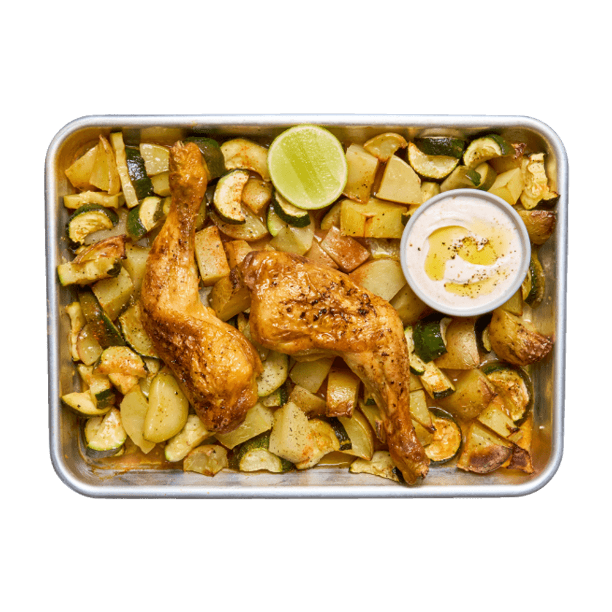 Poulet grillé au four & légumes rôtis