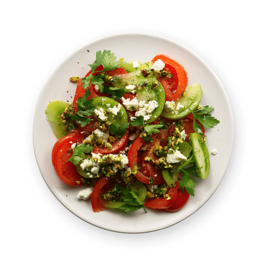 Tomato, pistachio & feta salad